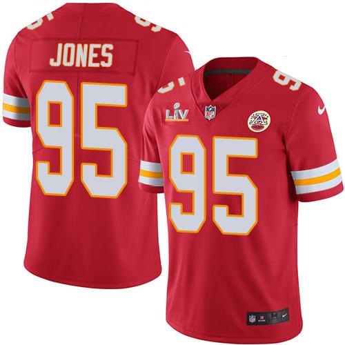 Men's Kansas City Chiefs #95 Chris Jones Red 2021 Super Bowl LV Stitched NFL Jersey
